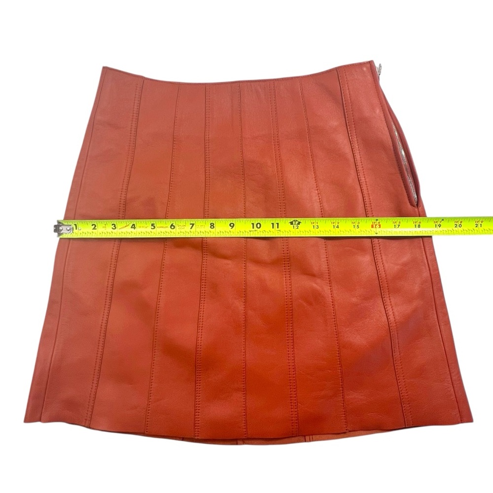 Sandro Aubin Seamed Leather Mini Skirt In Caramel - Picture 12 of 16
